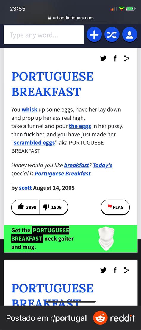 portuguese breakfast urban dictionary|portuguese breakfast slang.